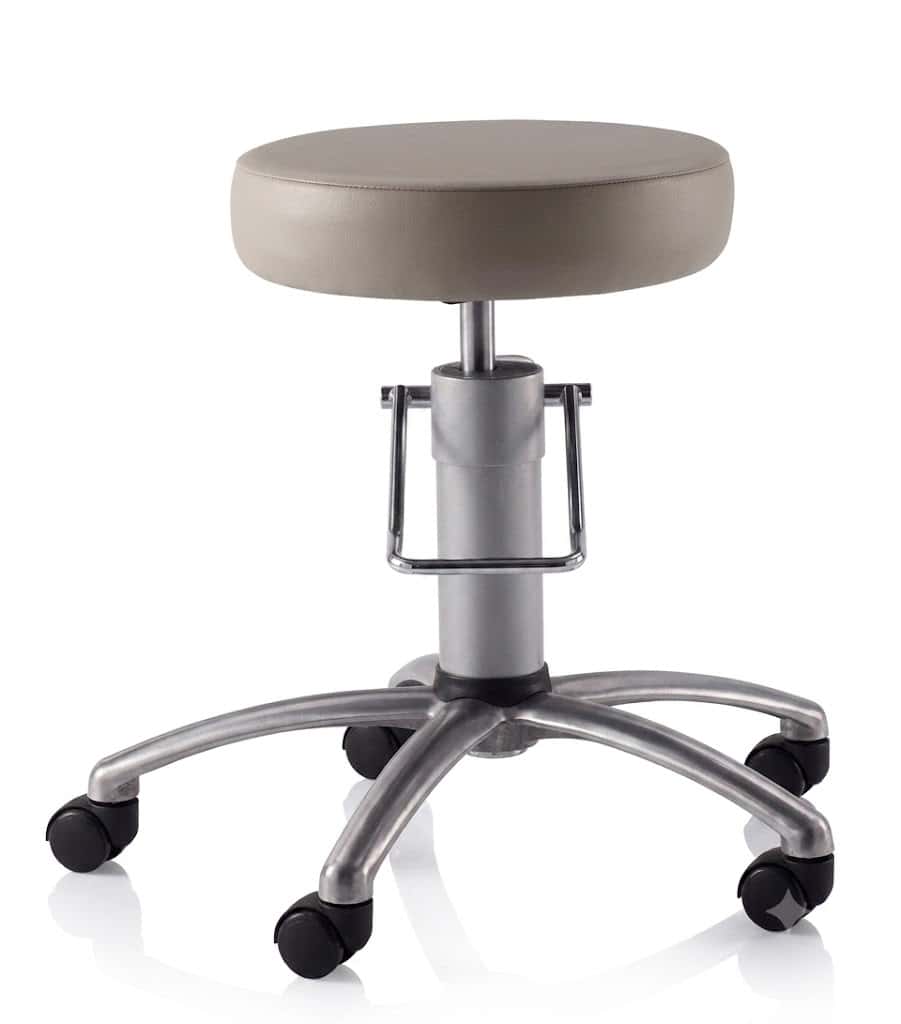 Intensa 7408 hydraulic surgical stool front view, Venture Medical Requip.