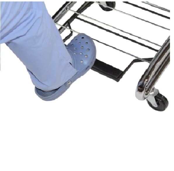 Blickman Chrome Step-On Hamper w/Lid & Casters | 2010 - Image 3