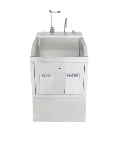 Blickman Pedestal Mounted Single-Bay Infrared Sink | 9881SSP - Image 4