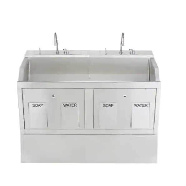 Blickman Pedestal Mounted Double-Bay Infrared Sink | 9882SSP - Image 2