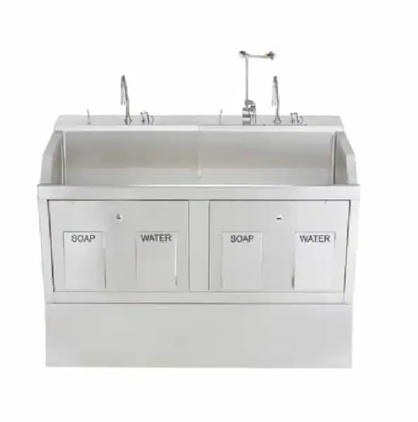 Blickman Pedestal Mounted Double-Bay Infrared Sink | 9882SSP - Image 3
