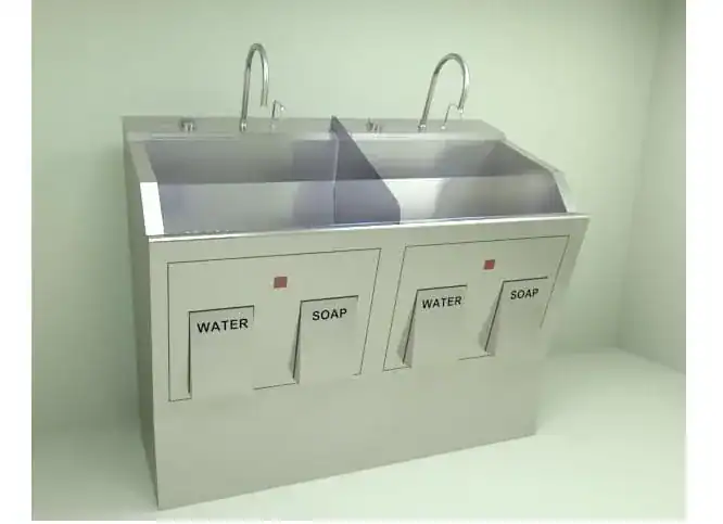 Blickman Pedestal Mounted Double-Bay Infrared Sink | 9882SSP