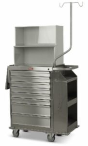 Harloff Deluxe Stainless Steel 8 Drawer Cast Cart w/ Accessory Pkg & Top Storage | 6025-TC