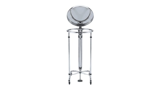 Hassoc Chrome 18″ Round Tilt Top Hamper | 1530 side, Venture Medical Requip.