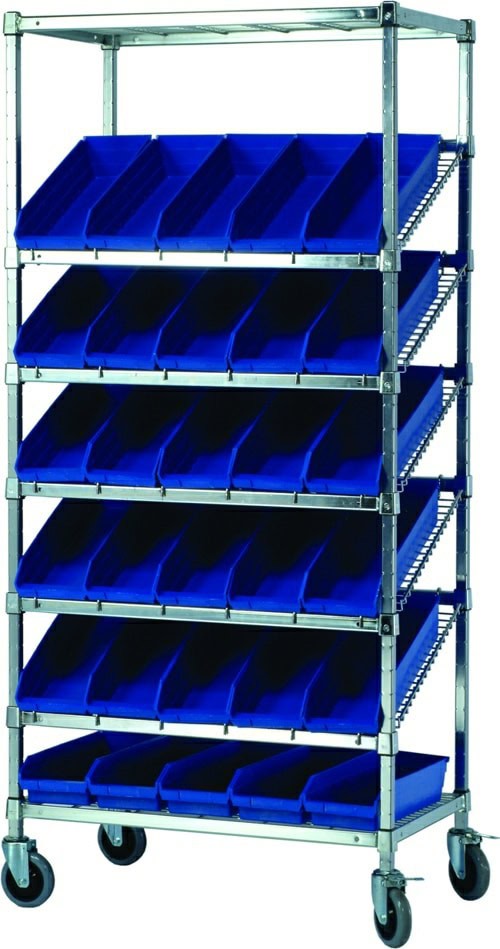 MPD Mobile Slanted Wire Shelving Unit | WRS-730M - Image 2